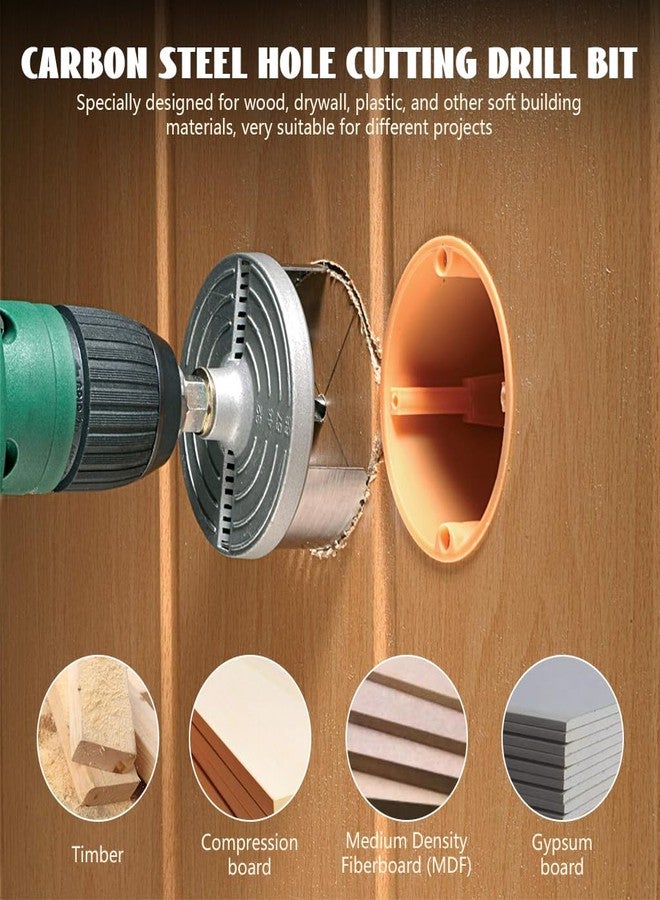 Serplex® Spring Steel Hole Saw Set 45mm Depth Woodworking Hole Opener with 7Pcs 26mm-63mm Saw Blades, Silver Finish for Drilling in Hard or Soft Wood, Plasterboard, and DIY Professional Projects - Image 4